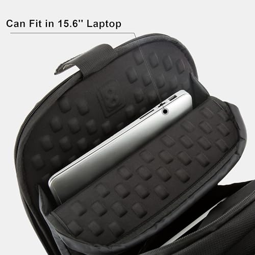 LEVEL8 Laptop Backpack, Work Backpack for Men Women, Travel Computer Bag for Business Fits 15.6" Laptop and Notebook - Black