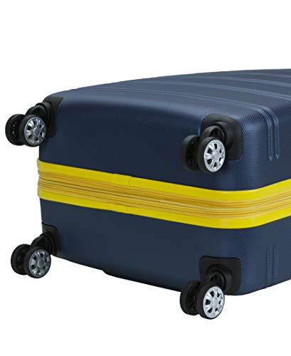 Rockland Melbourne Hardside Expandable Spinner Wheel Luggage, Checked Large 28", Navy