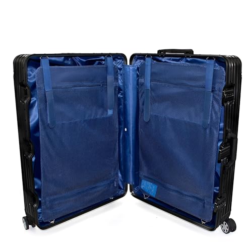 Gabbiano All-Aluminum Luggage Set, 2-Piece Zipperless Suitcase (20” Carry-On + 30” Large) – Aluminum-Magnesium Hardside Spinner with TSA Latch Locks, 22x14x9 (Black, Large 30")