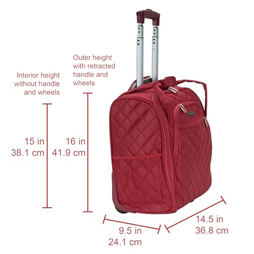 Rockland Melrose Upright Wheeled Underseater Carry-On Luggage, Red