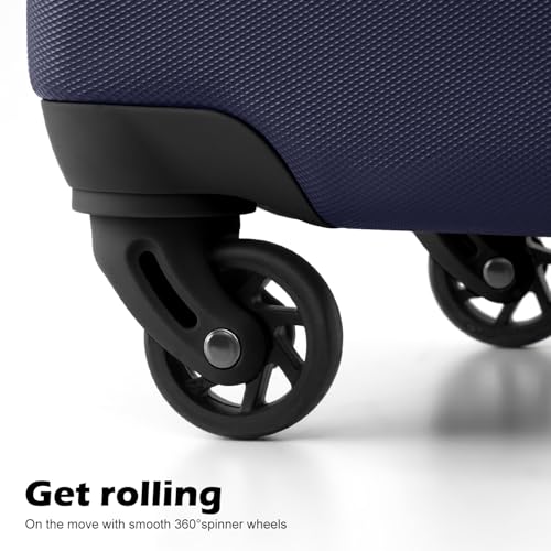 Coolife Luggage 3 Piece Set, Lightweight Durable Hardshell Suitcase set with 360° Spinner Wheels, TSA-approved Lock, Checked Family Travel Luggage sets, 20/24/28 Inch, Navy
