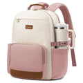 LOVEVOOK Laptop Backpack for Women with Pouch Pocket for Large Capacity Cup,15.6 Inch Teacher Nurse College Work Backpack Purse,Waterproof Laptop Bag Computer Back Pack for Travel, Beige-Pink-Brown