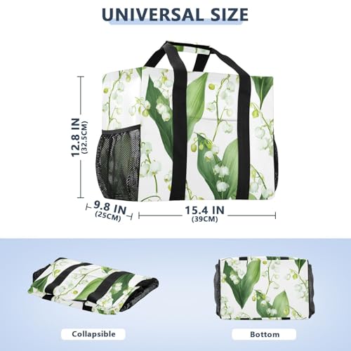 OTVEE Fresh Lily Bloom Pattern Beach Tote Pool Bags for Women Ladies Large Waterproof Gym Tote Carry On Bag for Weekender Swim Gym Shopping Travel Daily Bag