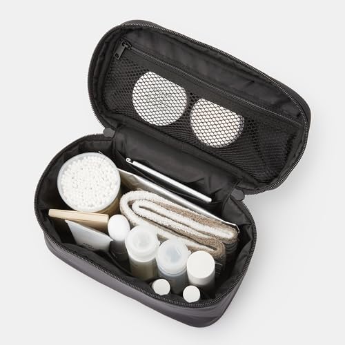 MUJI 83525484 Nylon Pouch with Handle, Black, Approx. 8.1 x 4.1 x 4.9 inches (20.5 x 10.5 x 12.5 cm)