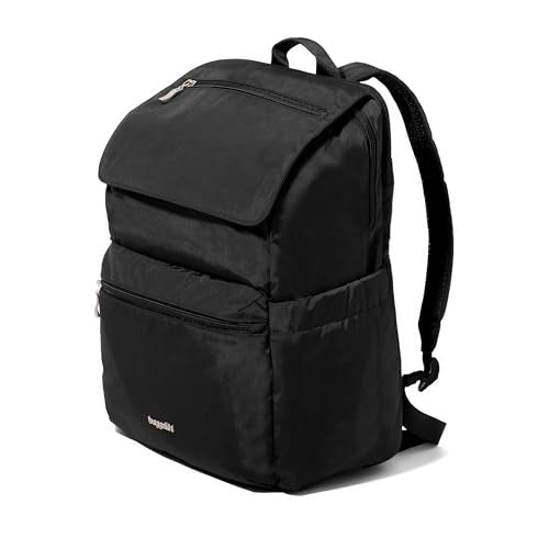Baggallini Flap Laptop Backpack - 15"x11" Lightweight Work Travel Bag w/Luggage Sleeve & RFID