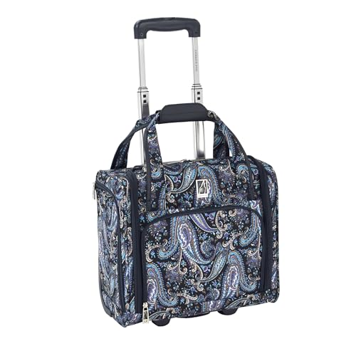 London Fog Mayfair 15 Inch under the Seat Bag, Navy White Paisley