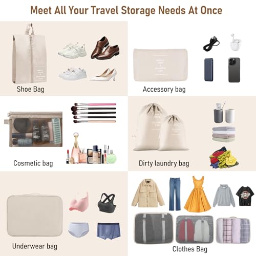Packing Cubes for Travel-10 Set Luggage Organizer Bags for Family, Mesh Breathable Packing Cubes for Suitcases Durable Travel Essentials Bags Set