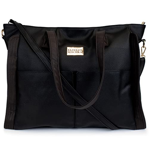 Badgley Mischka Rose Vegan Leather Weekender Duffel Bag (Black)