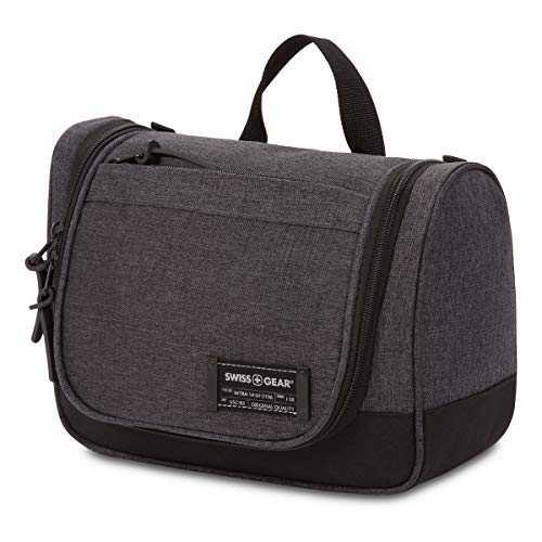 SwissGear Getaway Toiletry Bag, Hanging Premium Men’s and Women’s Large Travel Dopp Kit, Travel Organizer for Bathroom, Gym, and Shower Toiletries, Grey Heather