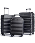 LIGHT FLIGHT Luggage Sets, 3 Piece Durable Suitcase Set with Spinner Wheels, 3 Pcs Hardside Lightweight luggage with TSA Lock, Large Checked Travel Suitcases, 20/24/28 Inch, Black