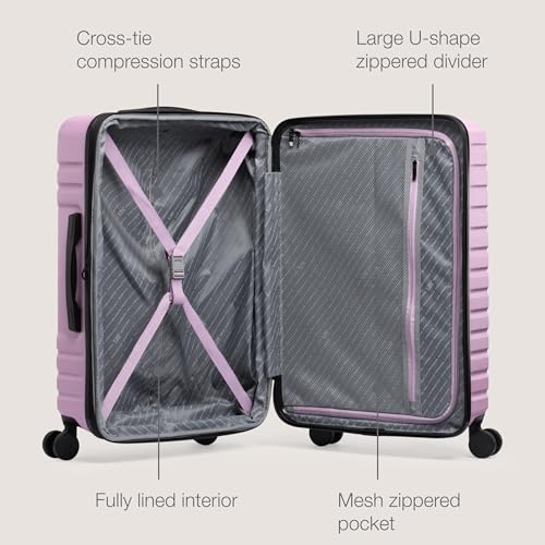 U.S. Traveler Boren Expandable Hardside Rugged Travel Luggage with 8 Spinner Wheels, Lavender, Checked-Large 30-Inch