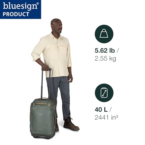 Osprey Transporter 40L Wheeled Travel Duffel Bag - Lightweight Carry On Rolling Suitcase for Men and Women, Pine Leaf