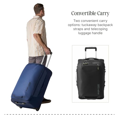 Eagle Creek Expanse 2-Wheel International Carry On Luggage - Efficient Packing Capacity for Strict Baggage Requirements - Heavy Duty Wheels - Telescoping Handle - Midnight Black - 21.5