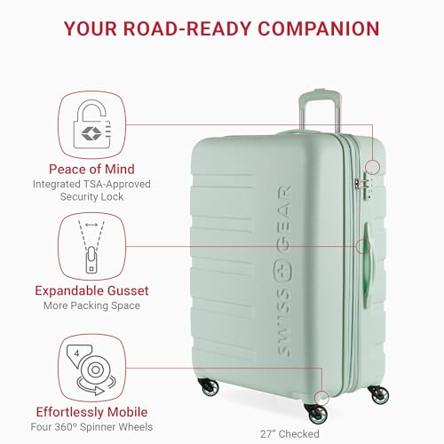 SwissGear 7366 Signature Hardside Expandable Luggage with Spinner Wheels, TSA Lock, Cup-Holder, Clearly Aqua, 3-Piece Set (19/23/27)