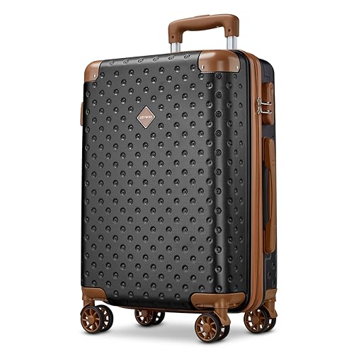 Joyway Luggage 20 Inch Carry On Luggage, Hard Shell Travel Carry On Suitcase Airline Approved,Lightweight Suitcases with Spinner Wheels(20-Inch, Black Brown)