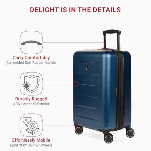 SwissGear 8020 Eclipse Hardside Expandable Luggage with Spinner Wheels, Navy, Carry-On 18-Inch