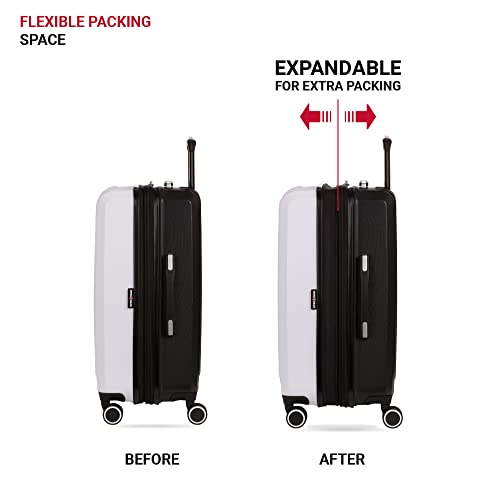 SwissGear 8028 Hardside Expandable Spinner Luggage, Black/White, Checked-Large 28-Inch