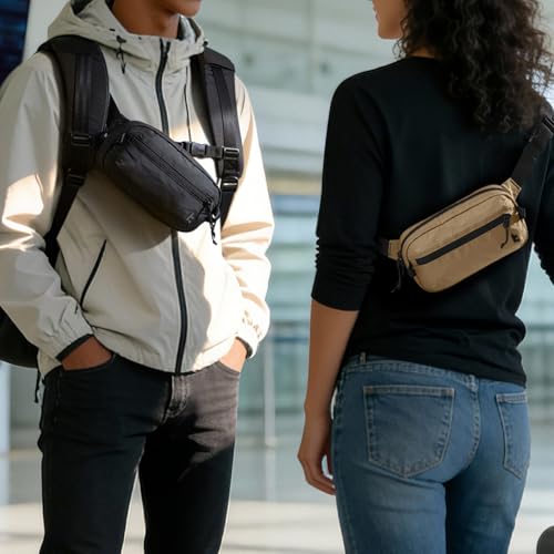 tomtoc 1.5L Sling Bag with RFID Blocking, Crossbody Bag Minimalist Chest Shoulder Pack for Men and Women, Water-resistant Lightweight Casual Waist Fanny Pack for Travel, Daily Use