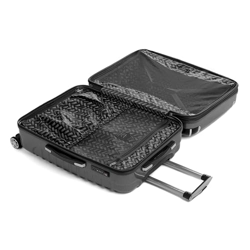 Gabbiano Vintage 3-Piece Luggage PC Hard Shell Set – Expandable Polycarbonate Luggage Set with Spinner Wheels, TSA Lock, Hardside Vintage Luggage Sets (Black, Medium 28")