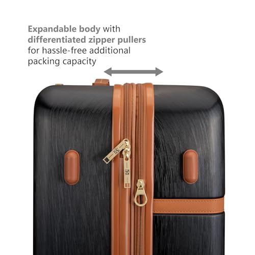 Badgley Mischka Grace 3 Piece Polycarbonate-ABS Expandable Retro Luggage Set (Black)