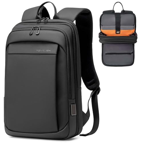 FENRUIEN Work Backpack for Men, Water Resistant Expandable Backpack with USB C Charging Port, Black 15.6 Laptop Backpack