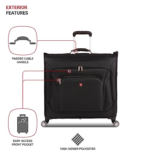 SwissGear 7895 Premium Garment Bag with Spinner Wheels, Amazon Exclusive, Bonus Hanging Feature, 24-Inch Luggage - Black