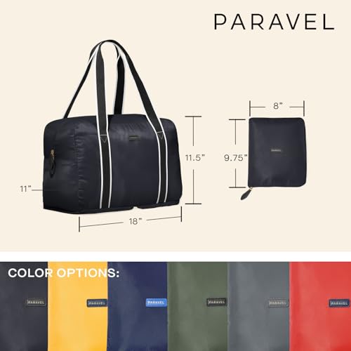 Foldable Duffle Bag for Travel | Lightweight, Water-Resistant Carry On Bag | Sustainable and Durable Nylon, Derby Black