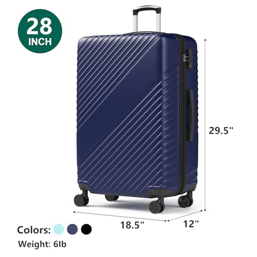 FurniEdge 28 Inch Hardside Large Luggage - Expandable Travel Suitcase Checked Luggages with 360° Spinner Wheels, TSA Approved Lock, Airline-Approved Durable ABS Hardshell Suitcases (Blue)