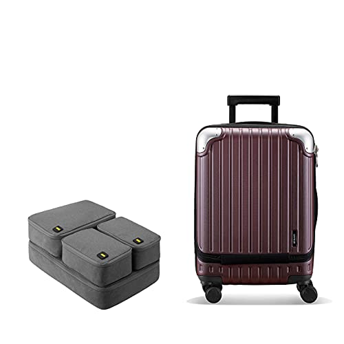 LEVEL8 Grace Expandable 20" Carry-On Luggage with 4 PC Organizer Packing Cubes - Red, Carry-On 20-Inch
