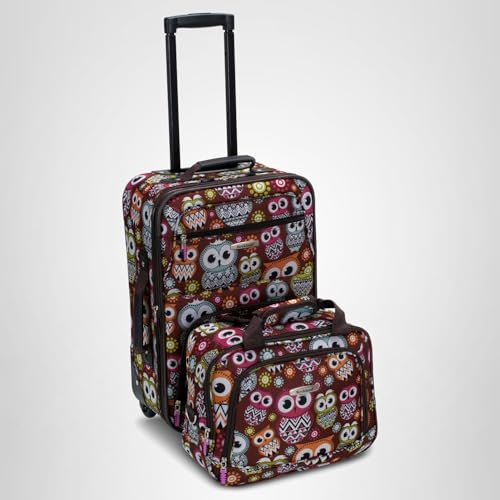 Rockland Fashion Softside Upright Luggage Set, Expandable, Owl, 2-Piece (14/19)