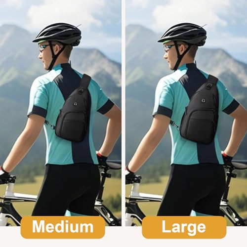Pritent Crossbody Bags for Women Man Waterproof Sling Bag Backpack Trendy Casual Cross Body Bag with Convertible Shoulder Strap Chest Bag for Camping Hiking Travel Essentials (Black, Medium )