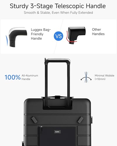 LUGGEX 30 Inch Trunk Luggage - HUP Polycarbonate Hardside Large Checked Suitcase with 5 Spinner Wheels & Shock-Absorbing Wheels, TSA Lock (EX-Enhance,Reef Black, 30 Inch)