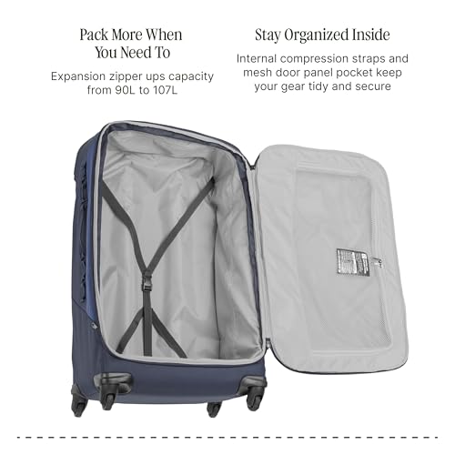 Eagle Creek Expanse 4-Wheel 30" Luggage – Durable Checked Spinner Suitcase with Expandable Capacity – Rugged Fabric, Lockable Zippers & Grab Handles – Travel-Ready – Pilot Blue