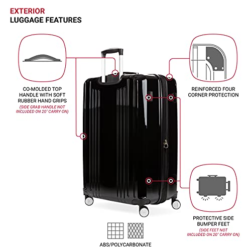 SwissGear 7786 Hardside Expandable Luggage with Spinner Wheels, Black, Checked-Large 27-Inch