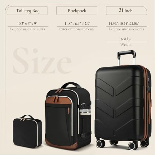 TILYMOL Expandable Luggage Set with Backpack - 21In Suitcase with TSA Lock & Spinner Wheels, Lightweight PP Hardshell Travel Luggage for Men Women, Blue