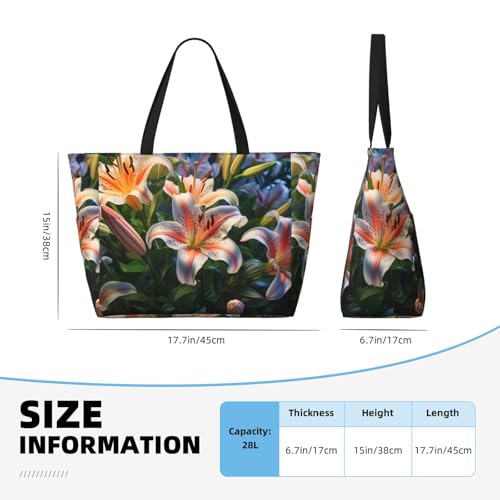 WZYCWB Lilies in Bloom Beach bag large travel bag gym swimming pool zipper storage bag