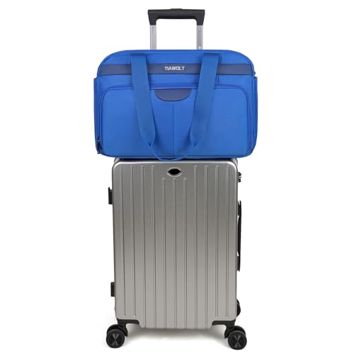 TIAWOLT Carry-On Luggage Travel Duffel Bag Underseat for Airplanes, Sports Gym Bag with Shoulder Strap, Weekender Overnight Bag for Women and Men, Blue