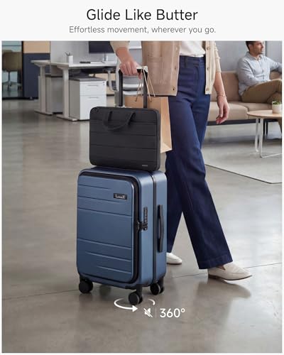 LUGGEX Carry On Luggage Top Opening, FLA Aluminum Frame Trunk Style Luggage, Polycarbonate Hard Shell Suitcase (FX-Enhance, Charcoal Metallic, 20 Inch, 38L)