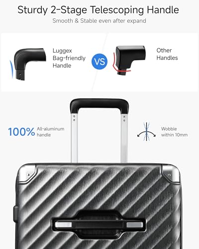 LUGGEX Trunk Luggage,KVT Expandable PC Hard Shell Large Checked 28 Inch Suitcase with Shock - Absorbing Wheels & TSA Lock(EX-Pro,Blue,28 inch,91L-105L)