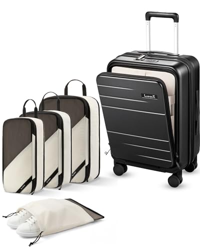 LUGGEX Carry On Luggage and 4 Set Packing Cubes Bundle – Travel Essentials