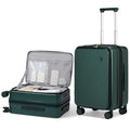 mixi 20 Inch Expandable Carry On Luggage PC Hard Shell Suitcase Top Opening Rolling Travel Suitcases with Spinner Wheels & TSA Lock, Blackish Green