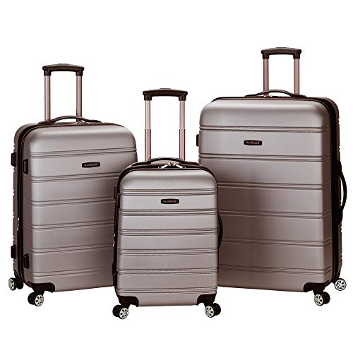 Rockland Melbourne Hardside 3 Piece Expandable Spinner Wheel Luggage Set, (20"/24"/28"), Silver