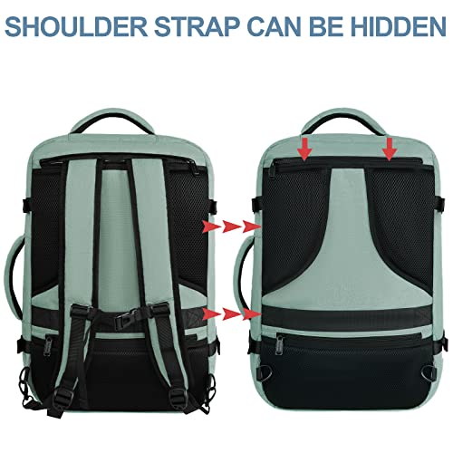 Vancropak Travel Bag, Large 40L Carry on Backpack Airline Approved Expandable Suitcase Daypack, Water Resistant Travel Backpack Overnight Lightweight Luggage Weekender Bag for Flight Men Women, Cyan