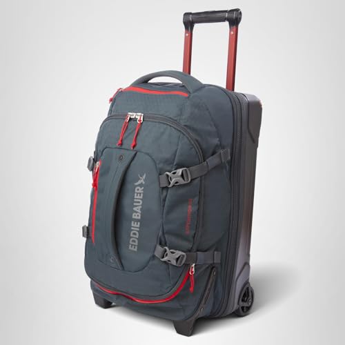 Eddie Bauer Expedition Rolling Duffel Bag with Wheels | Travel | Carry-On | Luggage | Rugged | Durable - Storm, 22"