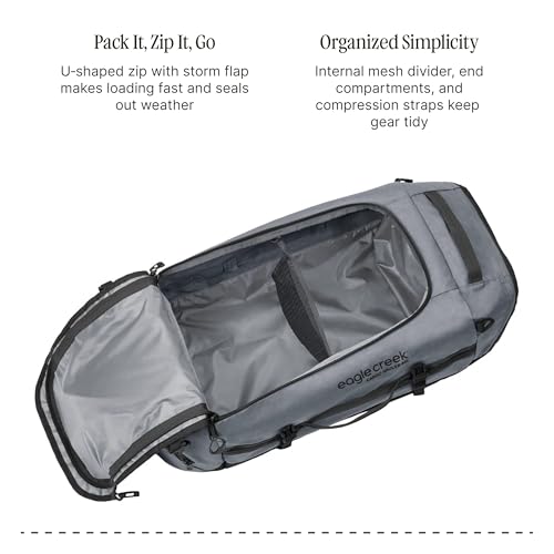 Eagle Creek Cargo Hauler Duffel Bag - Carry-On Duffel Bag for Travel - Easy Access Compartments - Lockable Zipper Opening - Water Resistant - Charcoal - 60L