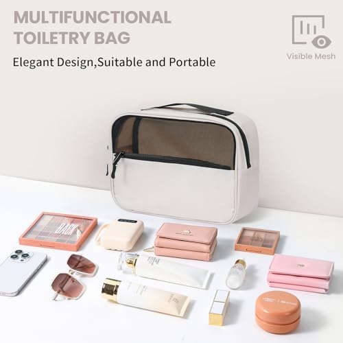 Prezon Mesh Packing Cubes for Travel, Durable Luggage Organizer with Sturdy Material and Double Zippers, Comprehensive Set for Travel Accessories Storage, 10 set, cream