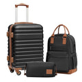 Coolife Luggage Sets Suitcase Set 3 Piece Luggage Set Carry On Hardside Luggage with TSA Lock Spinner Wheels (Black, 3 piece set (BP/TB/20))