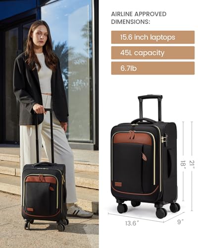 LOVEVOOK 4 Pcs Carry On Luggage 22x14x9 Airline Approved 20 Inch Underseat Carry on Suitcase for Women Men Softside Travel Luggage with Spinner Wheels and TSA Lock