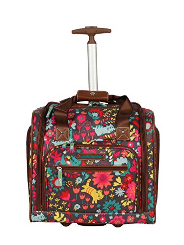 Lily Bloom Designer 15 Inch Carry On - Weekender Overnight Business Travel Luggage - Lightweight 2- Rolling Wheels Suitcase - Under Seat Rolling Bag for Women (Playful Garden Gray)