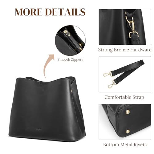 S-ZONE Leather Crossbody Bags for Women Shoulder Bag Multi Compartments Bucket Purses